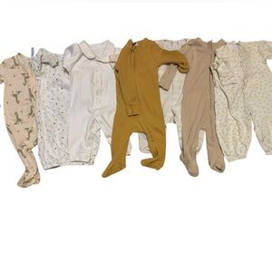 3-6 month lot of 7 one piece baby girl clothes yellow white tan